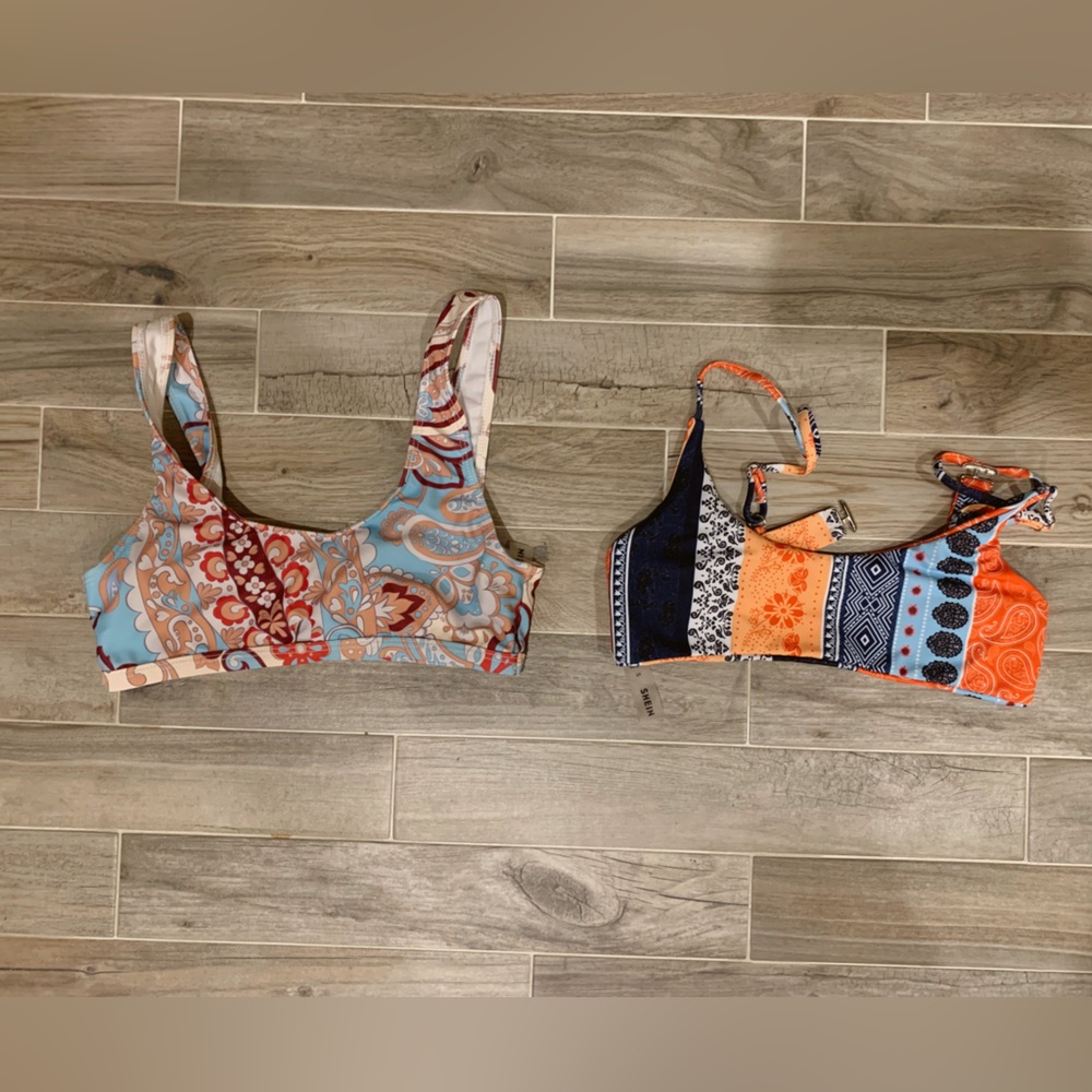 Multicolor and Patterned Set of Bikini Tops